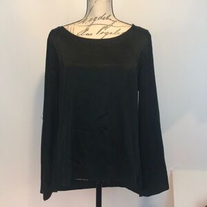 Calvin Klein Black Adjustable Sleeve Top Blouse Size L